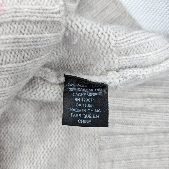 Skull Cashmere Sweater Womens Medium Gray With Beige Skull Wool Cashmere Blend - Picture 4 of 7